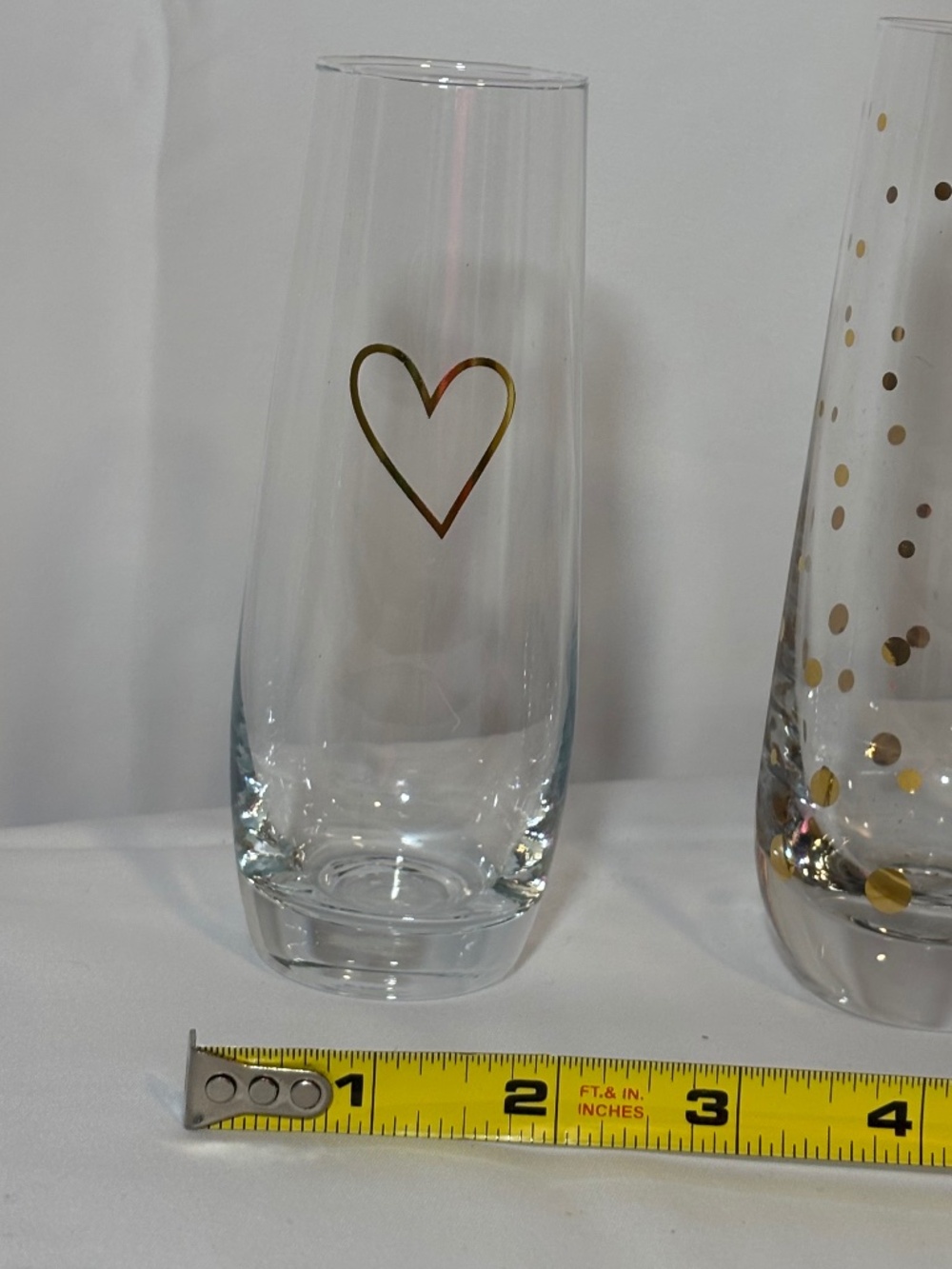 Elegant Gold Heart Stemless Champagne Flute Glass – Romantic Wedding Anniversary
